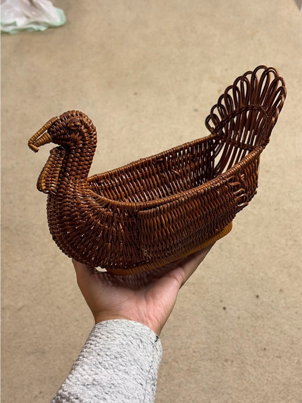 Woven Rattan Duck Basket - Brown